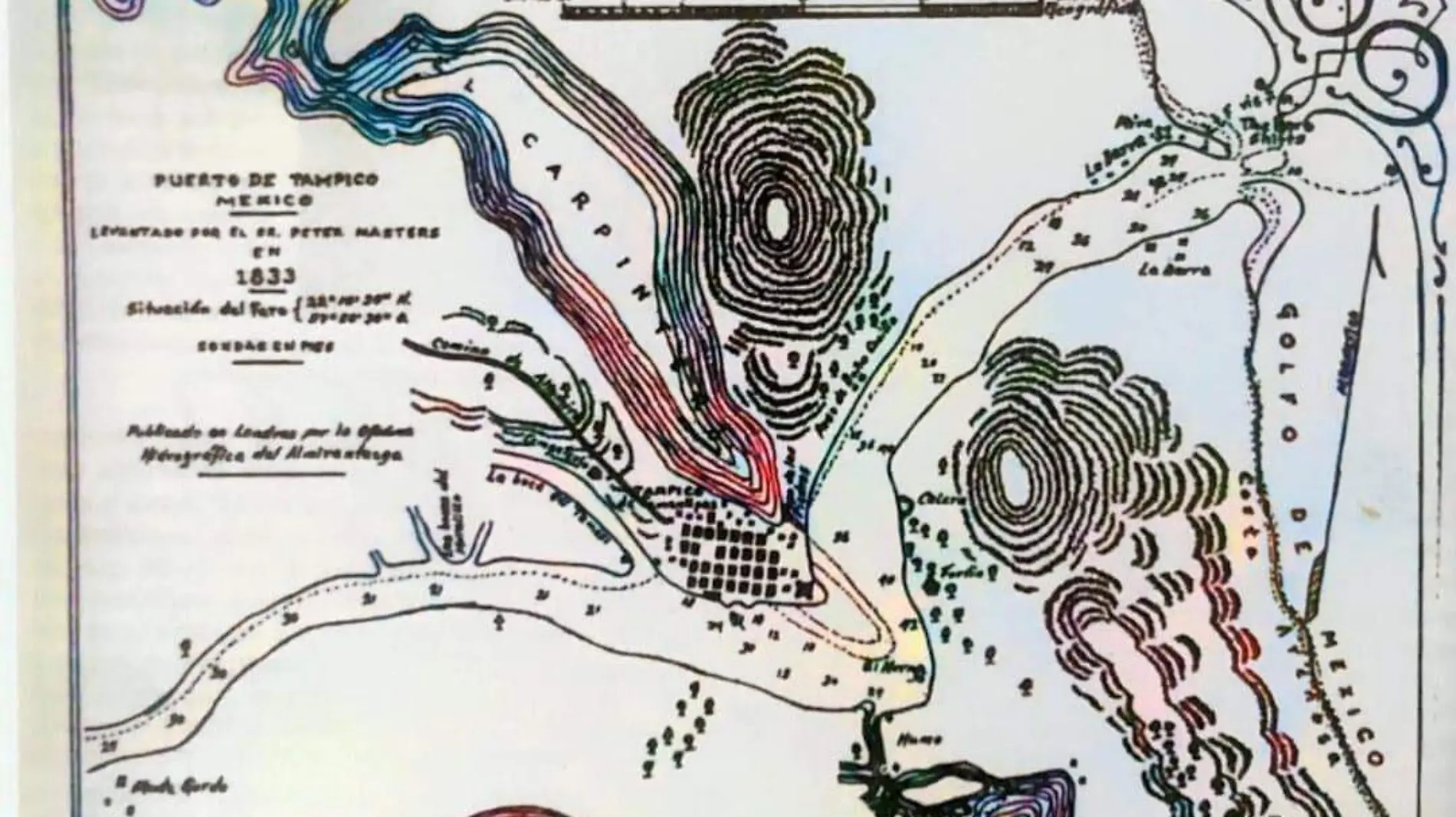 Mapa hecho por Peter Monster para una empresa de Londres, donde se aprecia como era la laguna en 1833